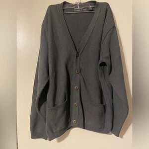 Oscar de la Renta Men’s Charcoal Gray V Neck Cardigan Size Extra Large